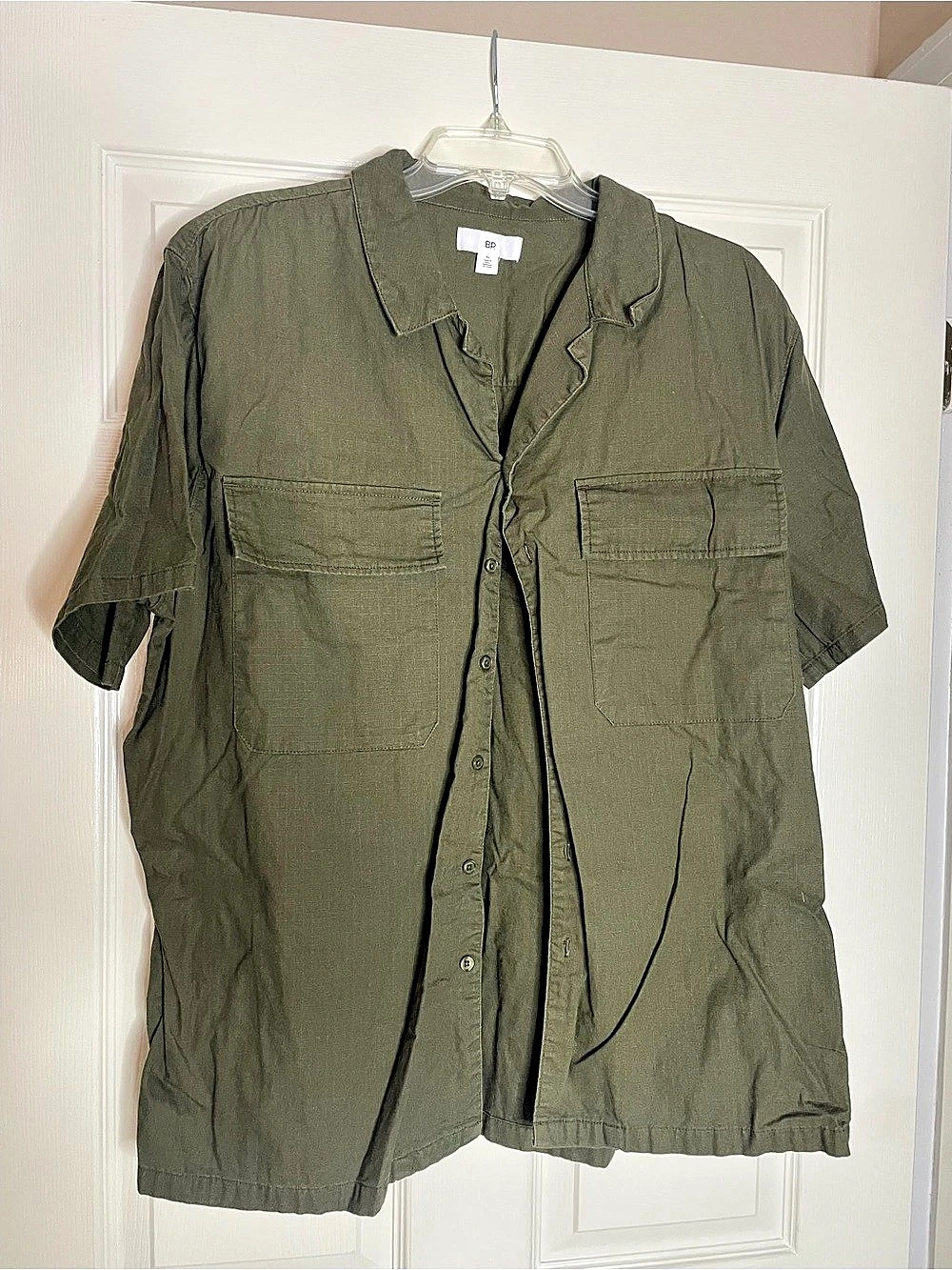 Mens BP Olive Short Sleeve Utility Shirt